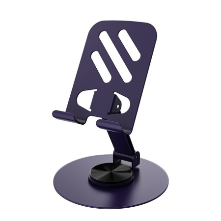 Alte Accesorii Telefoane - Suport rotativ pentru telefon, , Complet Metalic, Pliabil, Design Modern pentru Desktop, Multifunctional, Compatibil cu Tableta, 10.5 x 9 x 9 cm, 80 g, Mov inchis