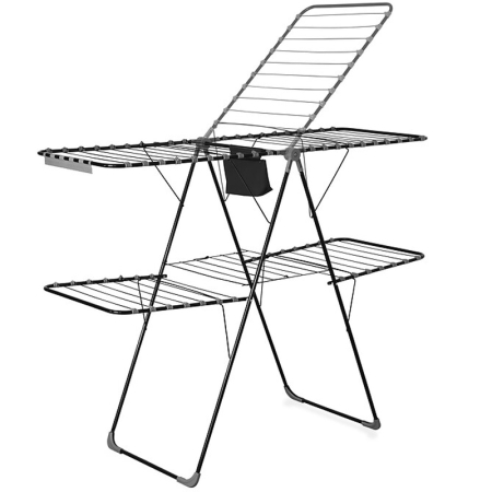 Ligheane si uscatoare rufe - Suport rufe pliabil Atmosphera Mojave cu aripi, otel, 125x60x160 cm, gri