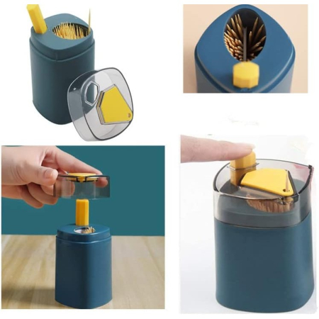 Suport Scobitori, , Automat, cu Buton si Capac, din PP, 9.5x6 cm, Albastru [1]