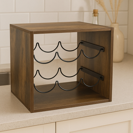 Suport sticle vin 5Five Mix n'Modul stil industrial, PAL, 31x31x31 cm, maro [3]