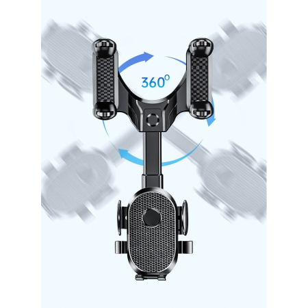 Suport Telefon Auto, , Pentru Oglinda Retrovizoare, din ABS, Reglabil 360°, Negru [3]