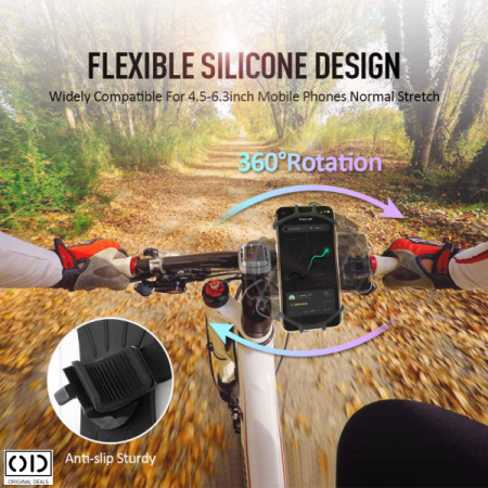 Suport Telefon pentru Bicicleta Motocicleta Motor Trotineta sau Carucior - Model Premium Universal din Silicon Negru [2]