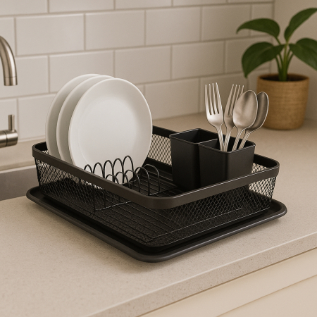 Suport vase 5Five Mayaj cu 1 nivel, otel si plastic, 43x32x13 cm, negru [4]