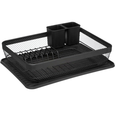 Organizatoare tacamuri - Suport vase 5Five Mayaj cu 1 nivel, otel si plastic, 43x32x13 cm, negru