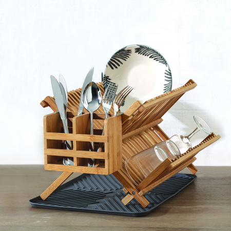 Suport vase pliabil 5Five Bambou, 42x35x25 cm, 2 niveluri, bambus natural, bej [2]