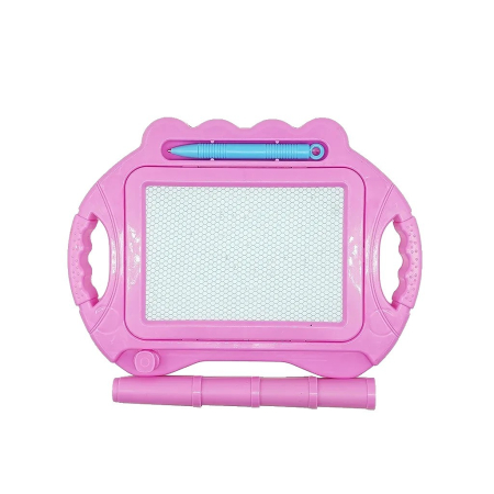 Jucarii Creative - Tabla Magnetica pentru desen , Pix, forma dreptunghi, dimensiuni 23x17 cm, Dezvolta Creativitatea, cu picioare suport, Roz