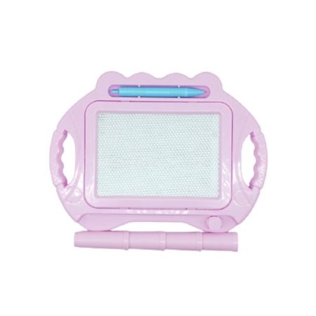 Jucarii Creative - Tabla Magnetica pentru desen , Pix, forma dreptunghi, dimensiuni 23x17 cm, Dezvolta Creativitatea, cu picioare suport, Roz Pal