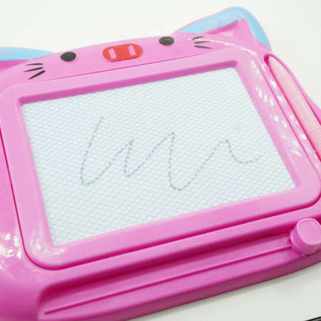 Tablita Magnetica de Scris si Desenat, , Model Pisica, cu Creion, Dimensiuni 23.2x18.5 cm, Suprafata Desen 14.6x10.4 cm, Dezvolta Imaginatia si Creativitatea, Incurajeaza Exersarea Scrisului, Roz [2]