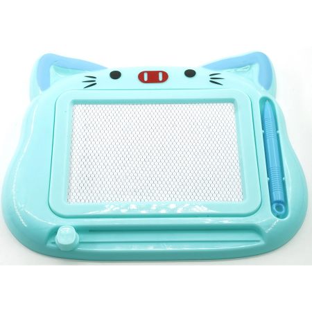 ✨TOATE PRODUSELE✨ - Tablita Magnetica de Scris si Desenat, , Model Pisica, cu Creion, Dimensiuni 23.2x18.5 cm, Suprafata Desen 14.6x10.4 cm, Dezvolta Imaginatia si Creativitatea, Incurajeaza Exersarea Scrisului, Albastru