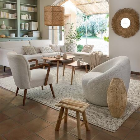 Taburet Atmosphera Woody din lemn natur, 31 cm, bej [1]