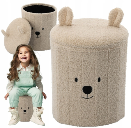 Taburet pentru copii, pliabil cu spatiu depozitare, 80kg, 28×34 cm, bej [1]