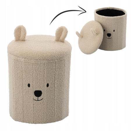 Taburet pentru copii, pliabil cu spatiu depozitare, 80kg, 28×34 cm, bej [3]