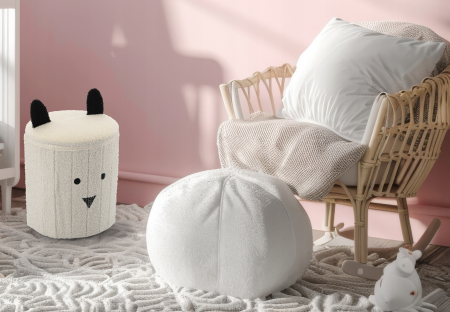 Taburet pentru copii, pliabil cu spatiu depozitare, 80kg, 28×34 cm, bej [2]