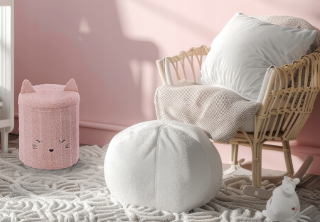 Taburet pentru copii, pliabil cu spatiu depozitare, 80kg, 28x34 cm, roz [1]