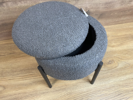 Taburet pentru copii, rotund, spatiu depozitare, 31x28cm, maxim 50kg, gri [3]