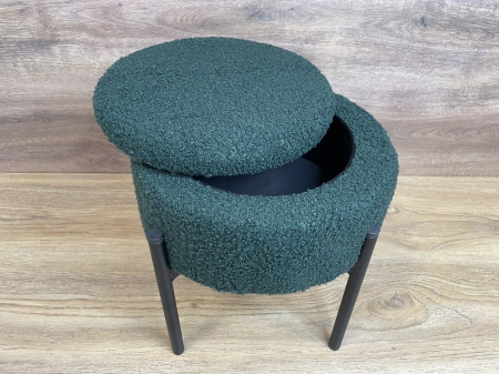 Taburet pentru copii, rotund, spatiu depozitare, 31x28cm, maxim 50kg, verde [5]
