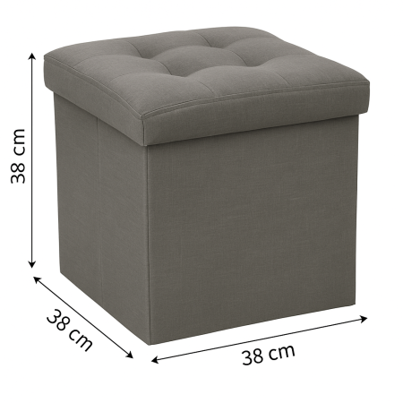 Taburet pliabil Atmosphera Lysandre cu spatiu de depozitare, 38x38x38 cm, gri [4]