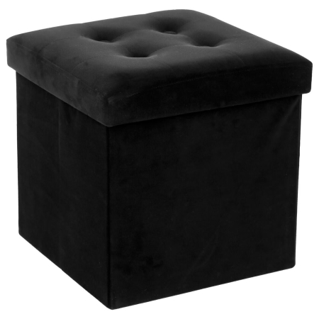 Disponibil livrare locker S - Taburet pliabil Atmosphera Lysandre cu spatiu de depozitare, 38x38x38 cm, negru