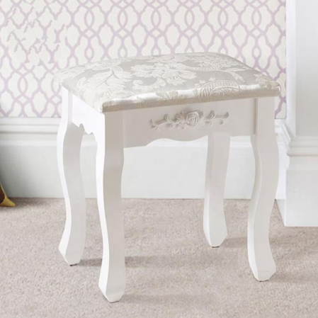 Mese toaleta si oglinzi - Taburet tapitat pentru masa de toaleta, picioare din lemn masiv, 38x28x45 cm