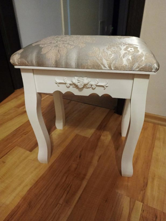 Taburet tapitat pentru masa de toaleta, picioare din lemn masiv, 38x28x45 cm [4]