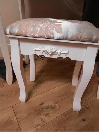Taburet tapitat pentru masa de toaleta, picioare din lemn masiv, 38x28x45 cm [3]