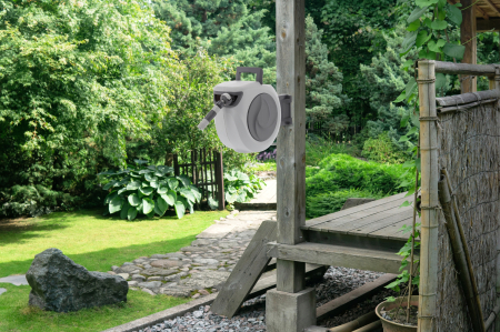 Tambur automat pentru furtun de gradina, 20m, montare pe perete, pivotant, retractabil [2]