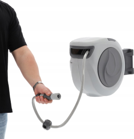 Tambur automat pentru furtun de gradina, 20m, montare pe perete, pivotant, retractabil [4]