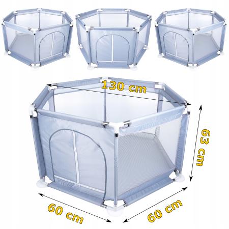 Tarc loc de joaca pentru copii sau bebe, material textil, rosu, 130x60cm [6]