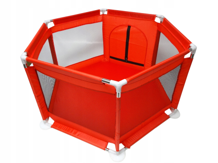 Tarc loc de joaca pentru copii sau bebe, material textil, rosu, 130x60cm [2]