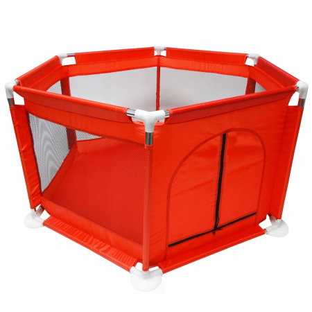 Disponibil livrare locker S - Tarc loc de joaca pentru copii sau bebe, material textil, rosu, 130x60cm