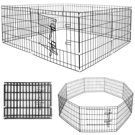 Tarc pentru animale de companie, din fier, forma configurabila, cu usa de acces, 3XL, 155x155x61cm, negru [5]