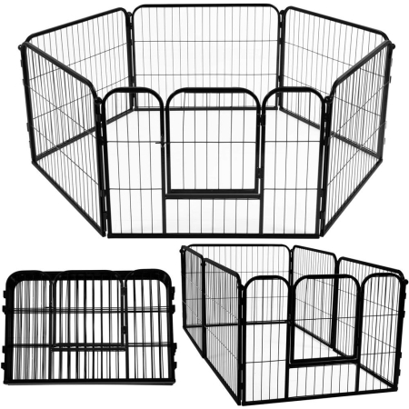 Tarc pentru animale de companie, din fier, forma configurabila, cu usa de acces, 3XL, 165x80x60cm, negru [1]