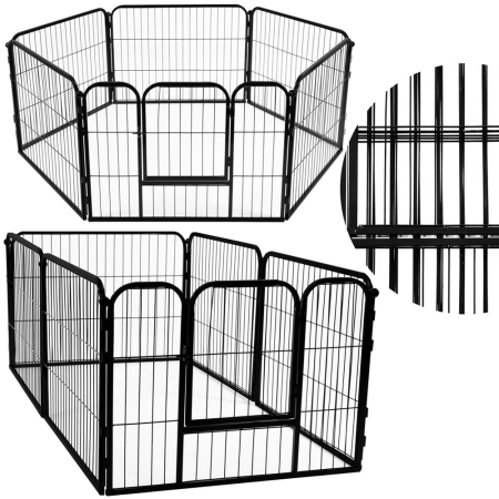 Tarc pentru animale de companie, din fier, forma configurabila, cu usa de acces, 3XL, 165x80x60cm, negru [3]