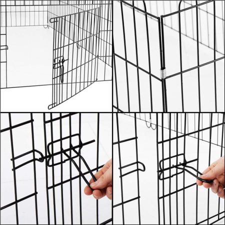 Tarc pentru animale de companie, din fier, forma configurabila, cu usa de acces, 3XL, 165x85x73cm, negru [2]