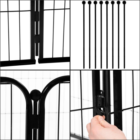 Tarc pentru animale de companie, din fier, forma configurabila, cu usa de acces, 5XL, 160x160x60cm, negru [17]