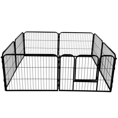 Tarc pentru animale de companie, din fier, forma configurabila, cu usa de acces, 5XL, 160x160x60cm, negru [15]