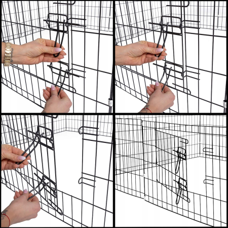 Tarc pentru animale de companie, din fier, forma configurabila, cu usa de acces, XL, 120x120x47cm, negru [6]