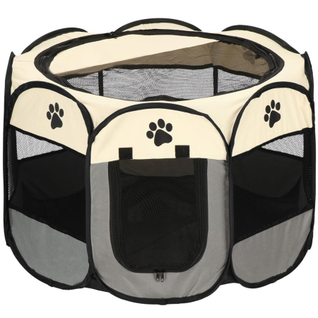 Disponibil livrare locker S - Tarc pliabil pentru animale de companie, diametru 114cm, gri crem