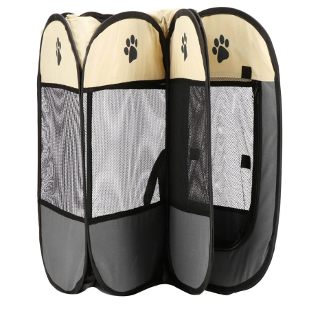 Tarc pliabil pentru animale de companie, diametru 91cm, gri crem [21]