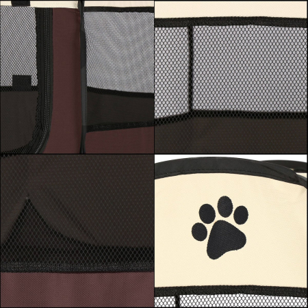 Tarc pliabil pentru animale de companie, diametru 81cm, bej maro [5]