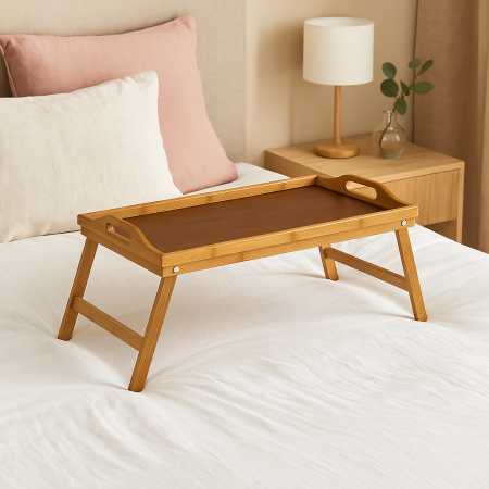 Tava mic dejun 5Five Bambou cu picioare pliabile, 50x30x22 cm, MDF si bambus, maro natur [3]