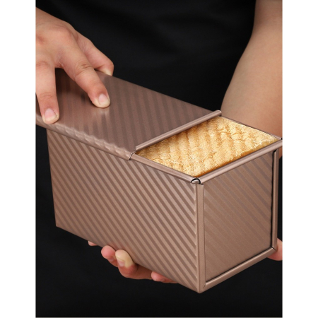 Tava pentru Paine, , din Otel Carbon, 450 g, cu Capac, Antiaderenta, 21 x 11 x 11.5 cm, Roz Auriu [4]