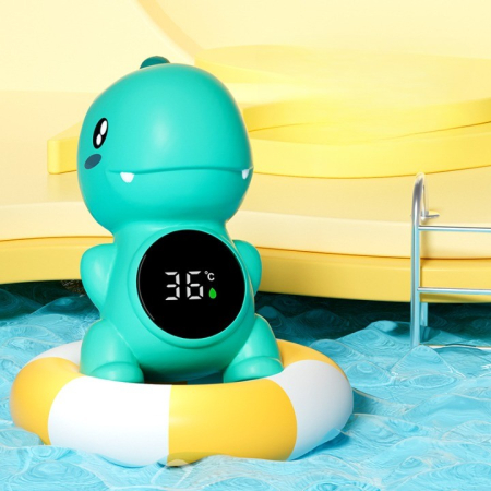 Termometru Electronic LED pentru Baie, Plutitor, Rezistent la apă, IPX7, Multifunctional, 3 Trepte de Temperatura, Model Dinozaur, 12x7cm, Verde [1]