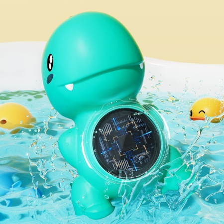 Termometru Electronic LED pentru Baie, Plutitor, Rezistent la apă, IPX7, Multifunctional, 3 Trepte de Temperatura, Model Dinozaur, 12x7cm, Verde [3]