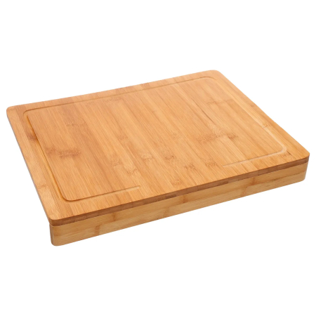 Casă - Tocator bucatarie 5Five Bamboo cu sant de colectare, bambus, 45x34 cm, natur