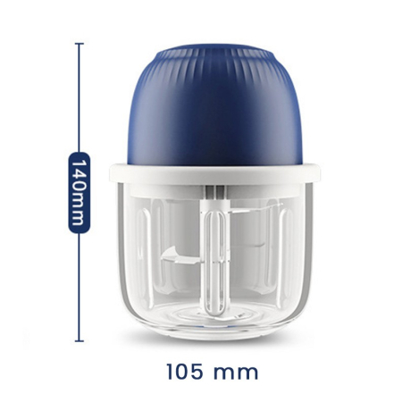 Tocator Electric pentru Bucatarie, , Model Presa Electrica pentru Legume Fructe Carne Umpluturi Sosuri, Otel Inoxidabil, 14 x 10.5 x 10.5 cm, 350 ml, Albastru Inchis [4]