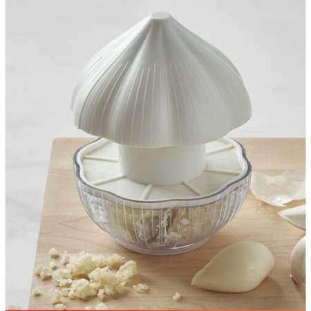 Tocator manual pentru usturoi, in forma de usturoi, cutite rezistente, utilizare prin apasare, material ABS si inox, 9.5x9.5x9.3 cm, alb [6]