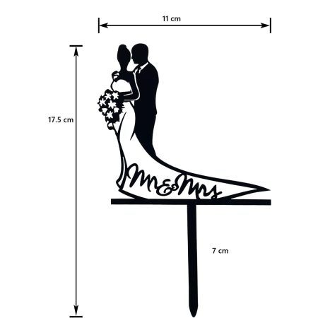 Topper Tort, , Model 1 Mr&Mrs, 17.5 x 11 cm, Negru [1]