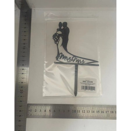 Topper Tort, , Model 1 Mr&Mrs, 17.5 x 11 cm, Negru [4]