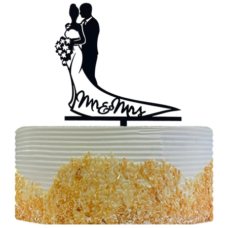 Lumanari si Toppere - Topper Tort, , Model 1 Mr&Mrs, 17.5 x 11 cm, Negru